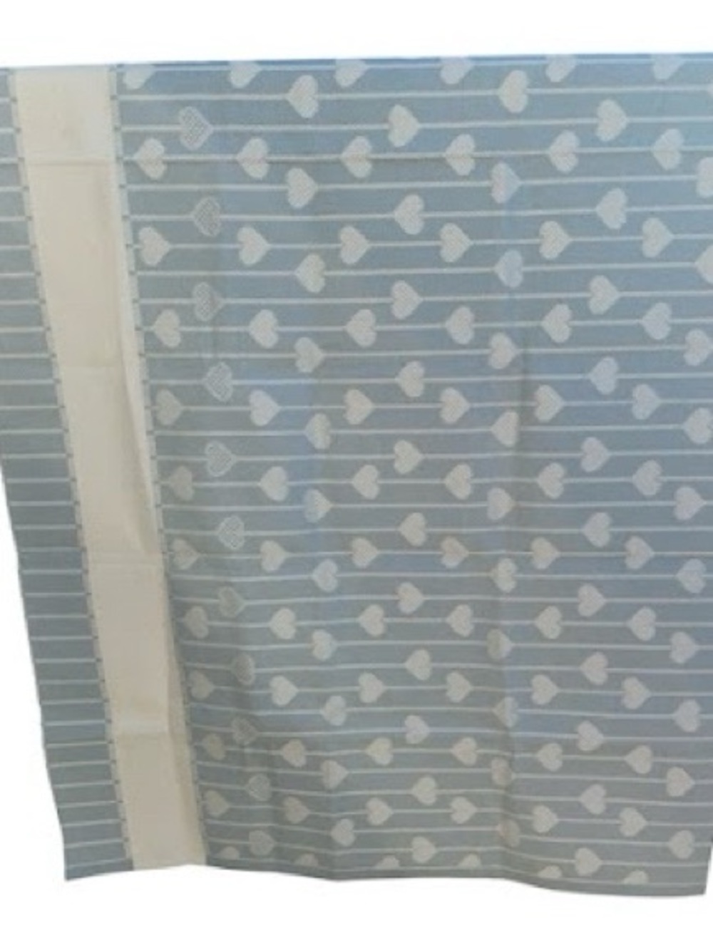 NWOT. Vintage Blue Woven Heart Table Runner Blank with Aida Stitch Band